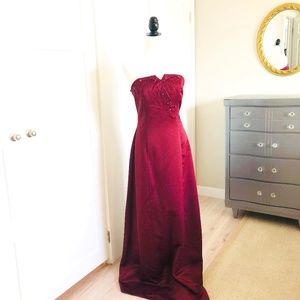 Long burgundy satin Prom/Evening/Bridesmaid dress